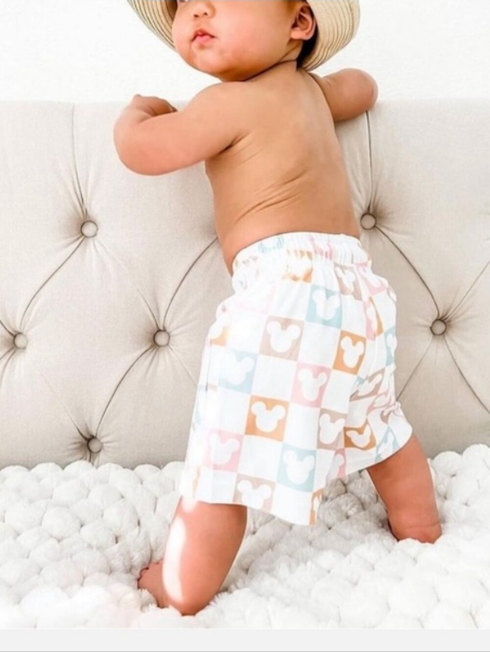 Sweet P Baby Co Mickey Swimsuit Shorts Unisex Boy Girl Size 6 7 Tie Waist Adj - Picture 8 of 14